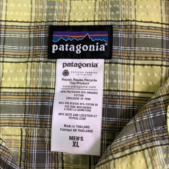 Patagonia Yellow Plaid Button Down Short Sleeve - Picture 5 of 5